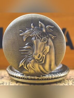 Horse Stallion pony equestrian Quartz Pocket Watch See Both Choices